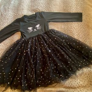Sequins cat tutu dress for girls with sparkling stars.